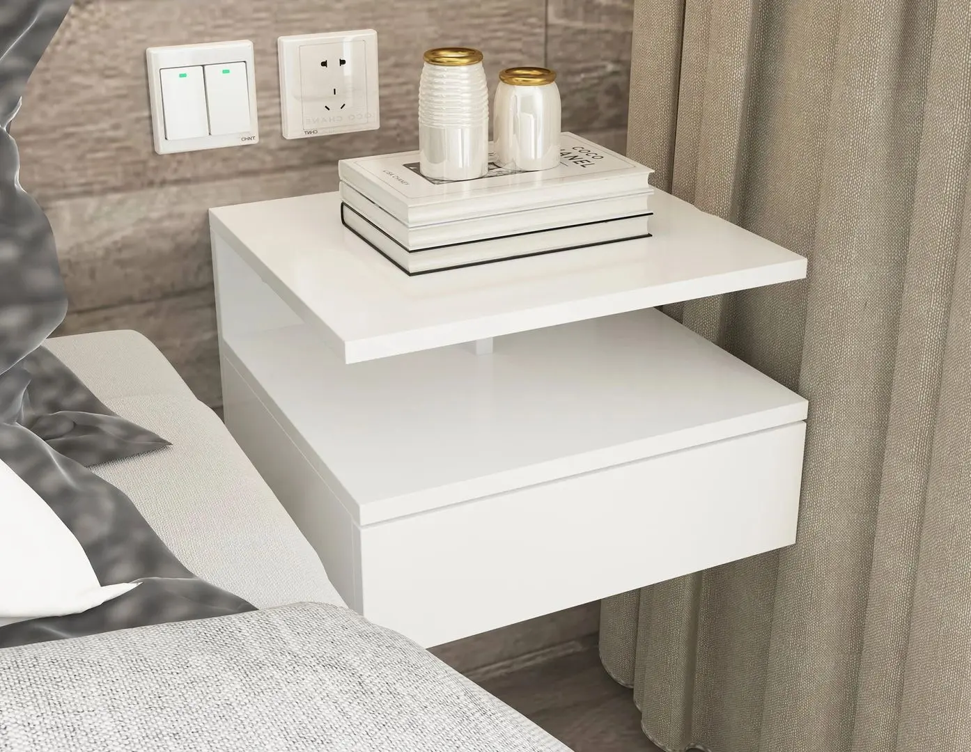 Set de noptiere Homcom 831-338 35x32x22 cm (White)