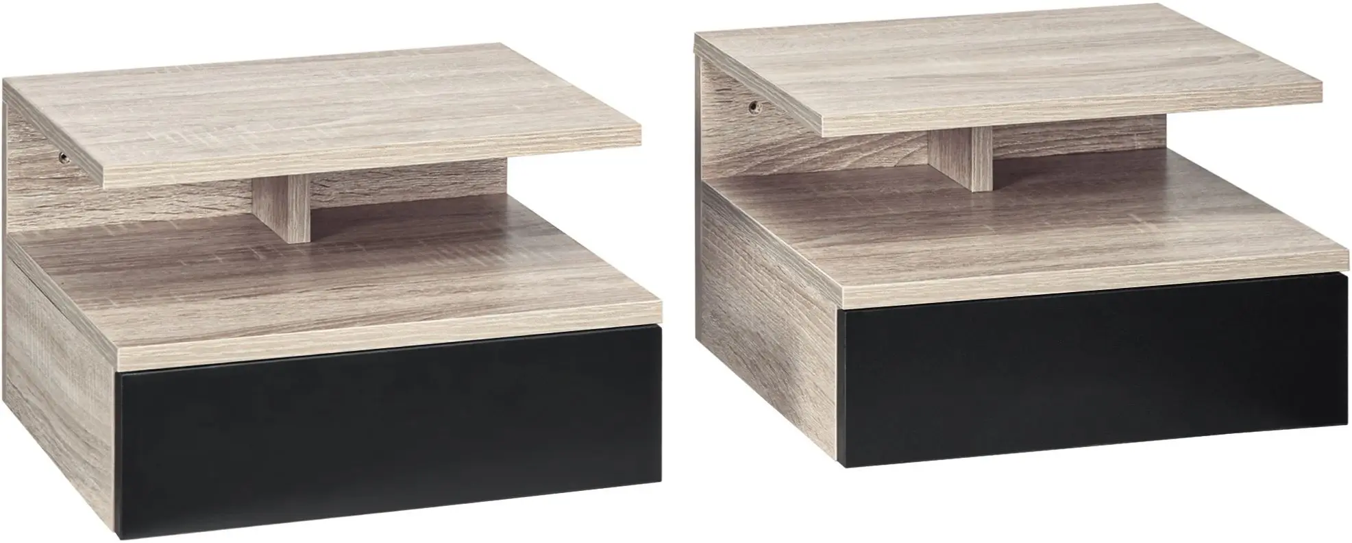 Set de noptiere Homcom 831-338V01 35x32x22 cm (Oak/Black)