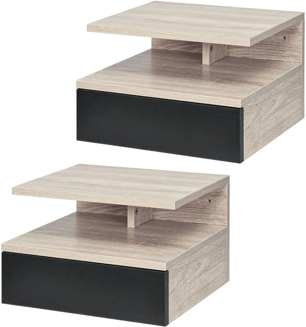 Set de noptiere Homcom 831-338V01 35x32x22 cm (Oak/Black)