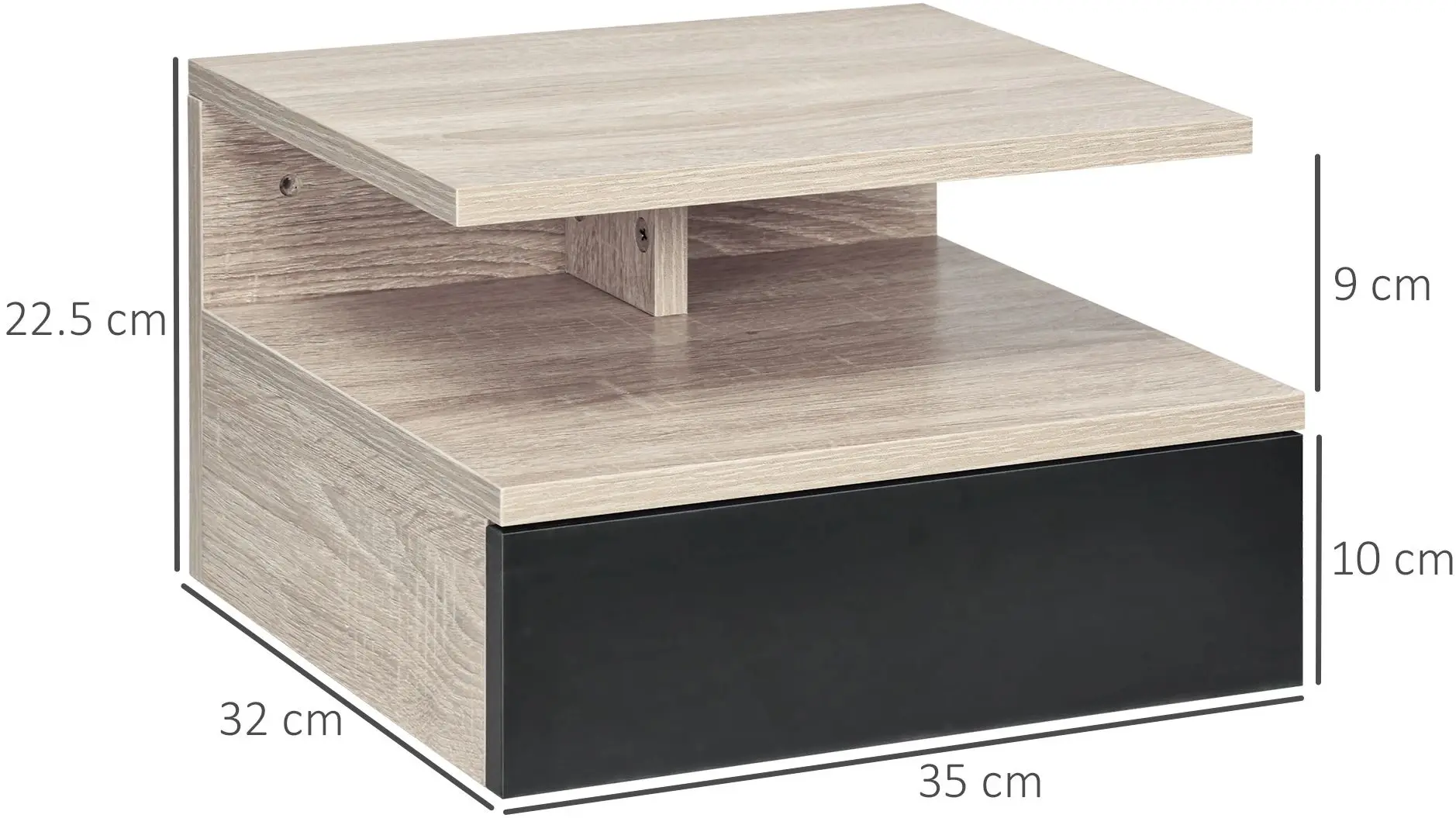 Set de noptiere Homcom 831-338V01 35x32x22 cm (Oak/Black)