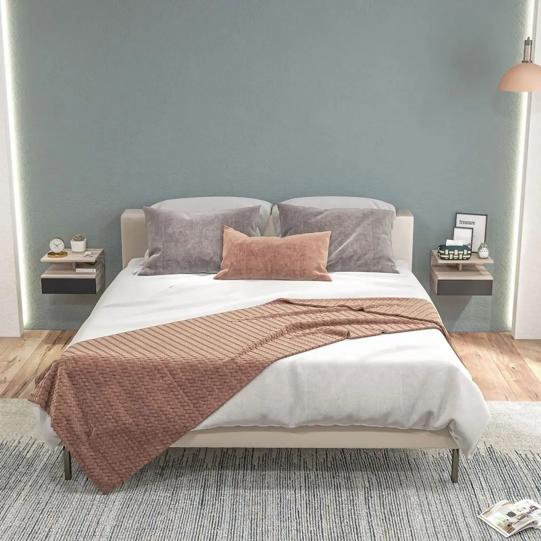 Set de noptiere Homcom 831-338V01 35x32x22 cm (Oak/Black)