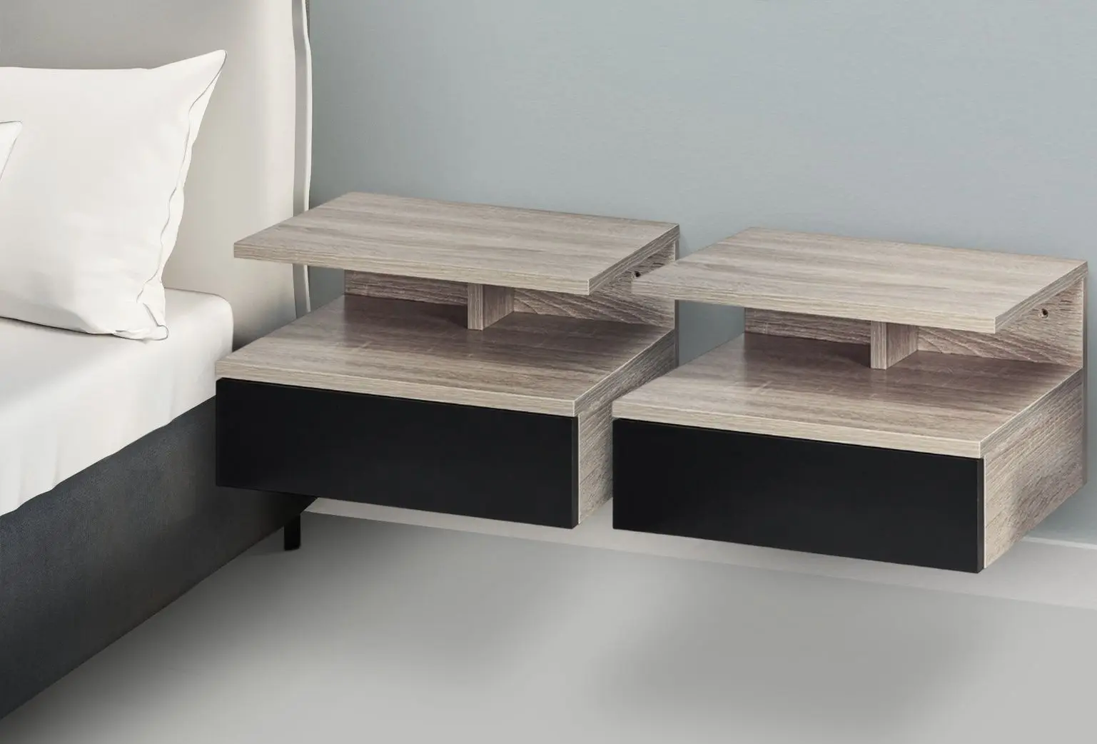 Set de noptiere Homcom 831-338V01 35x32x22 cm (Oak/Black)