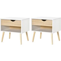 Set de noptiere Homcom 831-372V01 50x39x51 cm (Oak/White) Thumb