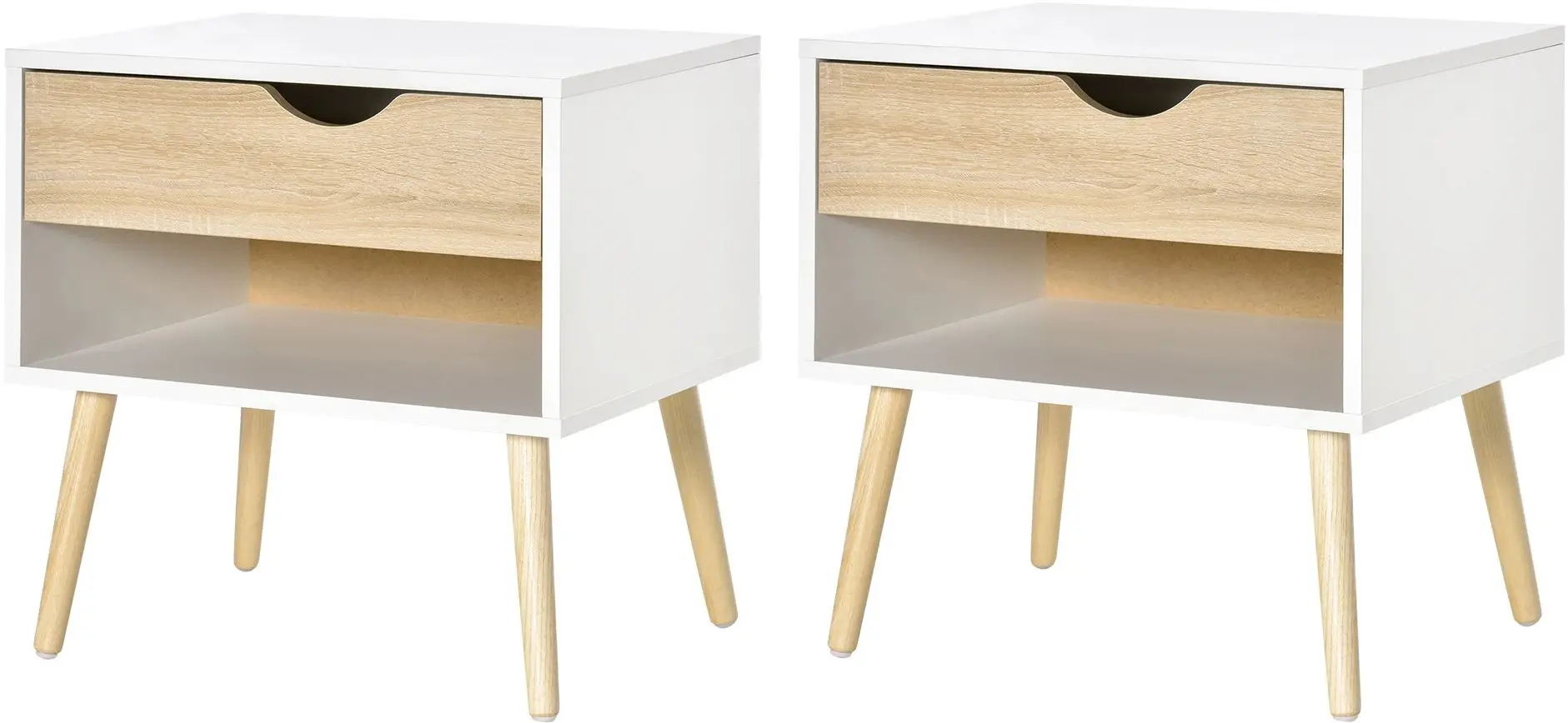 Set de noptiere Homcom 831-372V01 50x39x51 cm (Oak/White)