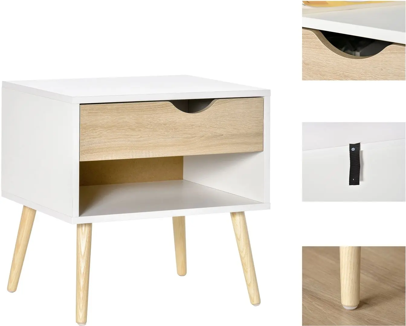 Set de noptiere Homcom 831-372V01 50x39x51 cm (Oak/White)