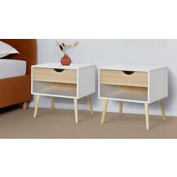 Set de noptiere Homcom 831-372V01 50x39x51 cm (Oak/White)
