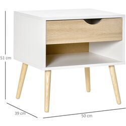 Set de noptiere Homcom 831-372V01 50x39x51 cm (Oak/White) Thumb