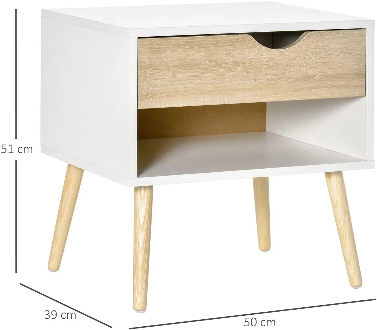 Set de noptiere Homcom 831-372V01 50x39x51 cm (Oak/White)
