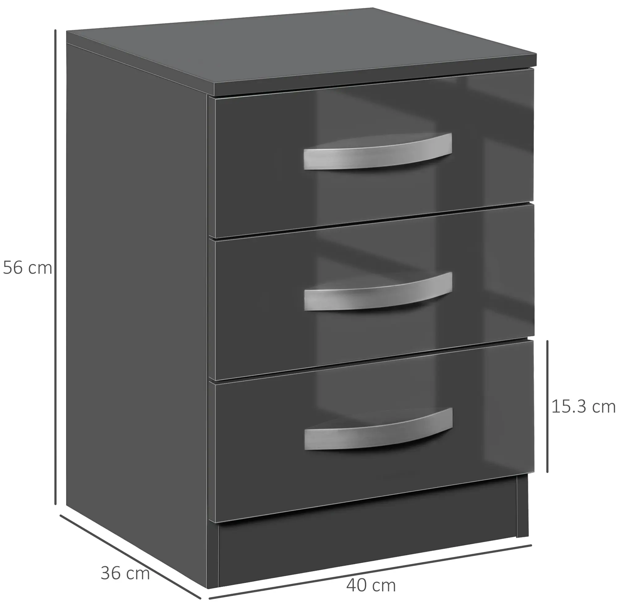 Set de noptiere Homcom 831-522GY (Gray) - 3