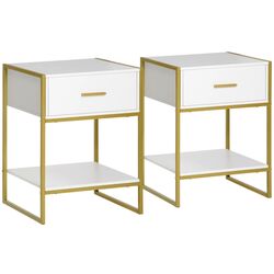 Set de noptiere Homcom 831-534 45x40x60 cm (White/Gold) Thumb