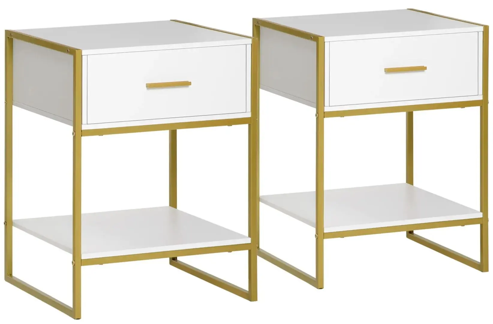 Set de noptiere Homcom 831-534 45x40x60 cm (White/Gold) - 3