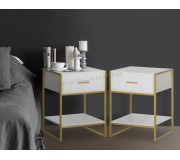 Set de noptiere Homcom 831-534 45x40x60 cm (White/Gold)