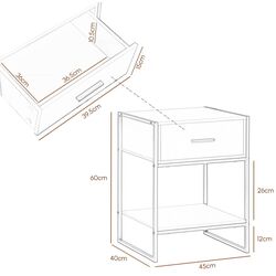 Set de noptiere Homcom 831-534 45x40x60 cm (White/Gold) Thumb