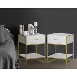 Set de noptiere Homcom 831-534 45x40x60 cm (White/Gold) Thumb