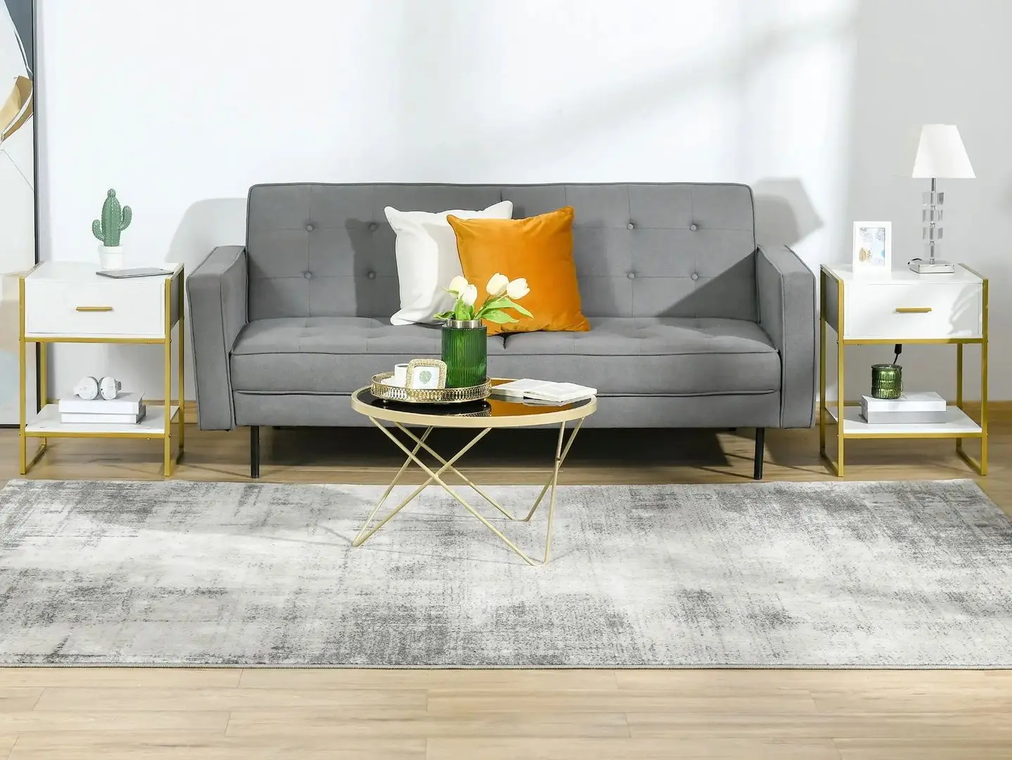 Set de noptiere Homcom 831-534 45x40x60 cm (White/Gold) - 8