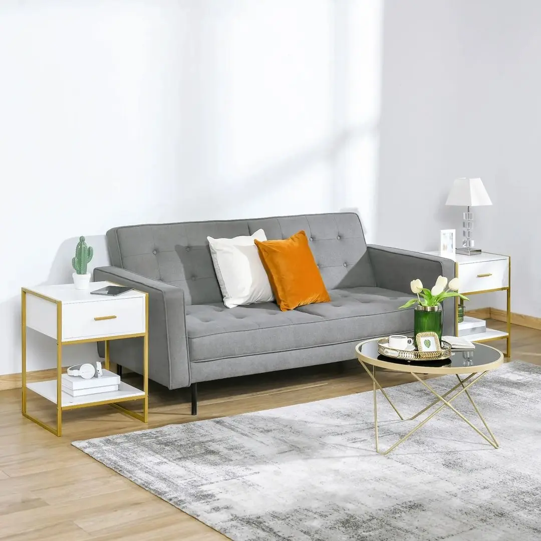 Set de noptiere Homcom 831-534 45x40x60 cm (White/Gold) - 9