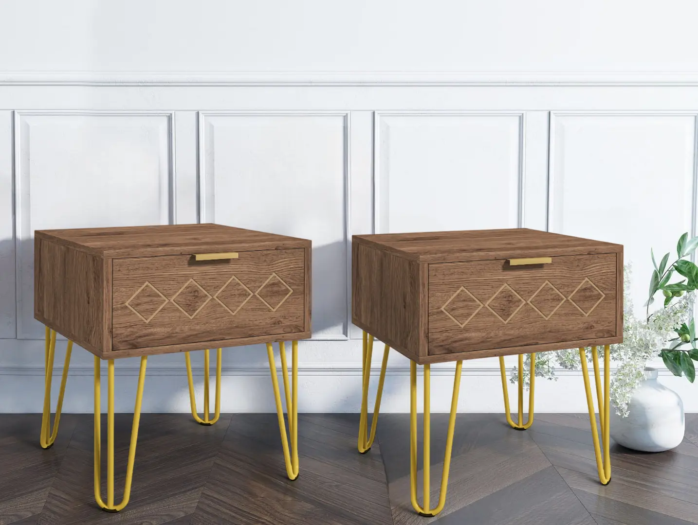 Set de noptiere Homcom 831-683V02BN (Brown)