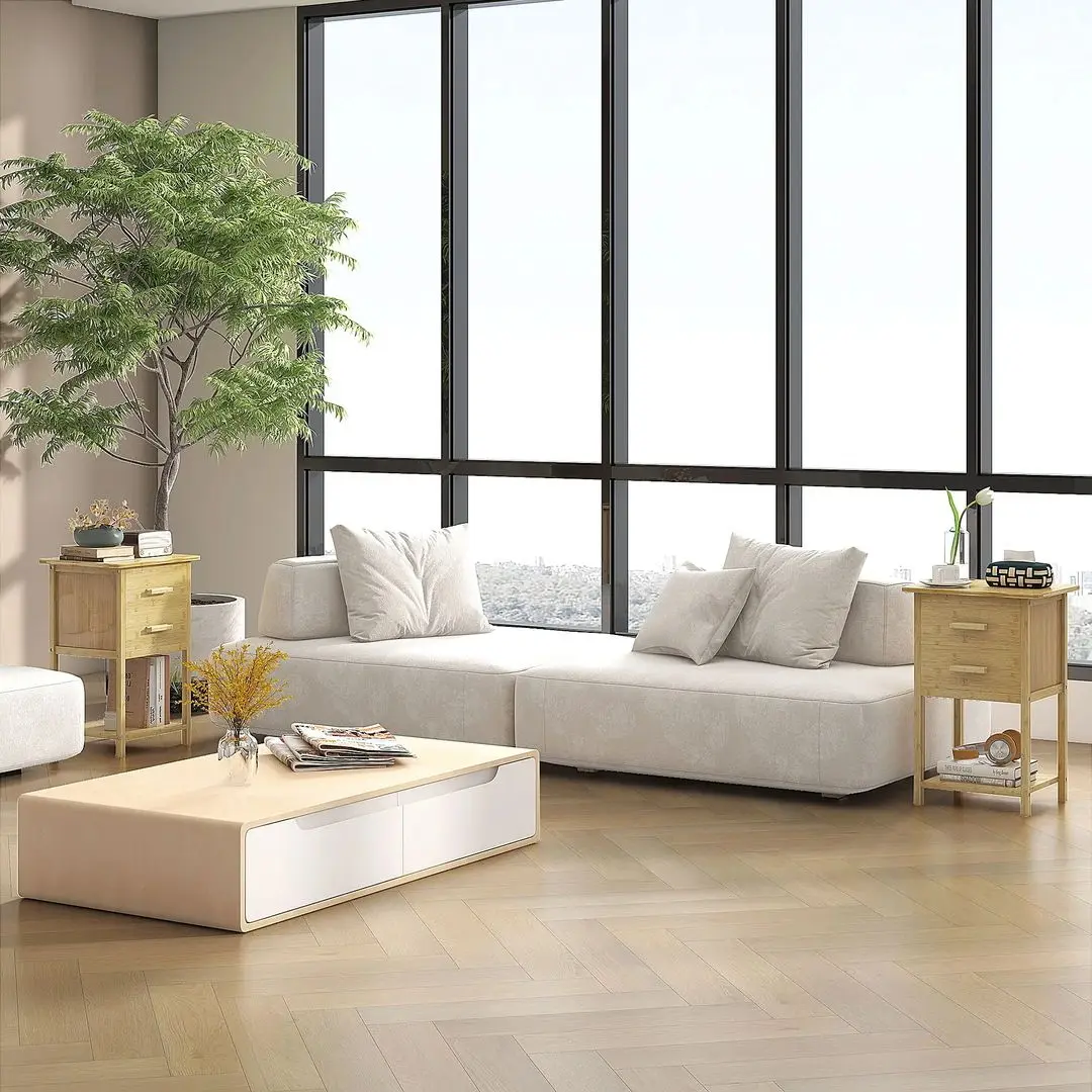 Set de noptiere Homcom 831-742V00ND 40x34x60 cm (Natural Wood)