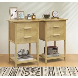 Set de noptiere Homcom 831-742V00ND 40x34x60 cm (Natural Wood)