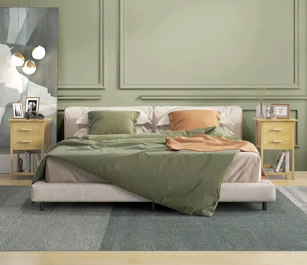 Set de noptiere Homcom 831-742V00ND 40x34x60 cm (Natural Wood)