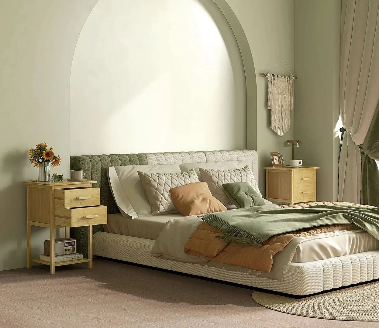 Set de noptiere Homcom 831-742V00ND 40x34x60 cm (Natural Wood)