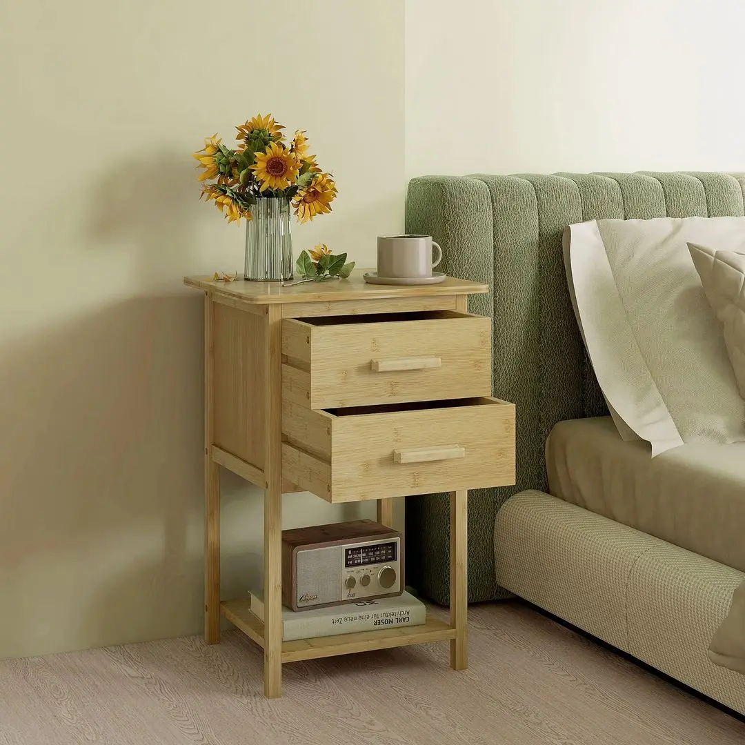 Set de noptiere Homcom 831-742V00ND 40x34x60 cm (Natural Wood)