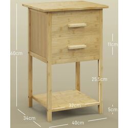 Set de noptiere Homcom 831-742V00ND 40x34x60 cm (Natural Wood) Thumb