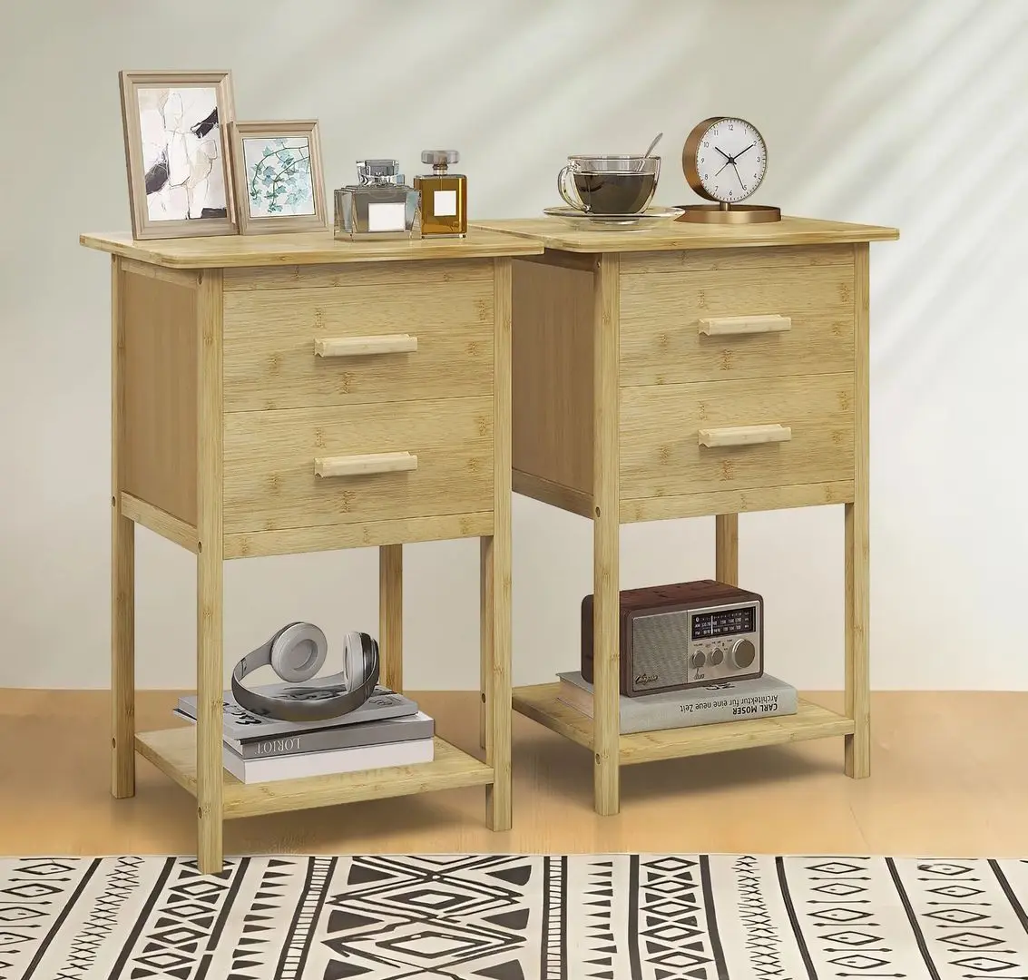 Set de noptiere Homcom 831-742V00ND 40x34x60 cm (Natural Wood)