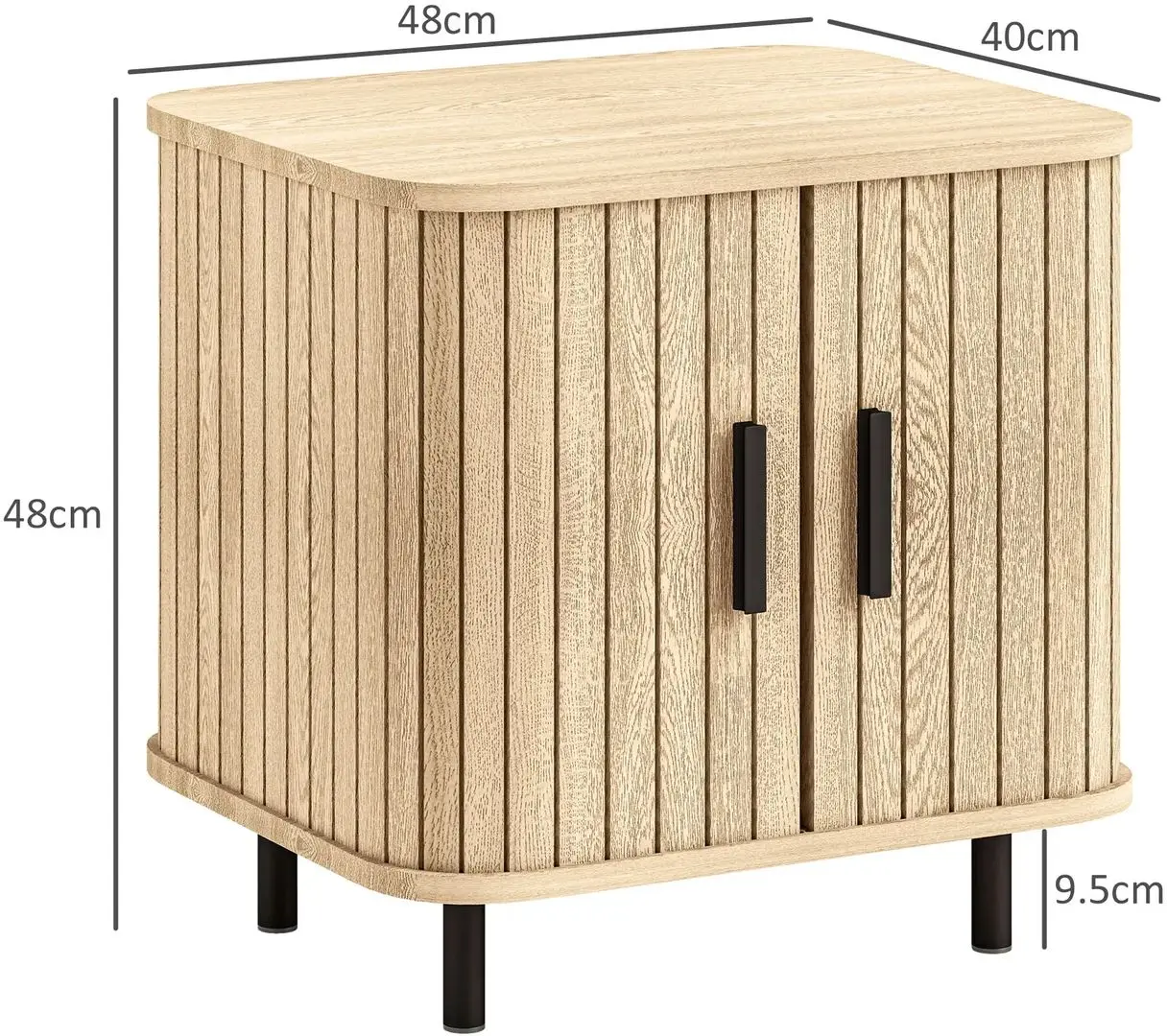 Набор прикроватных тумбочек Homcom 831-822V81AK 48x40x48 cm (Oak/Black) - 4