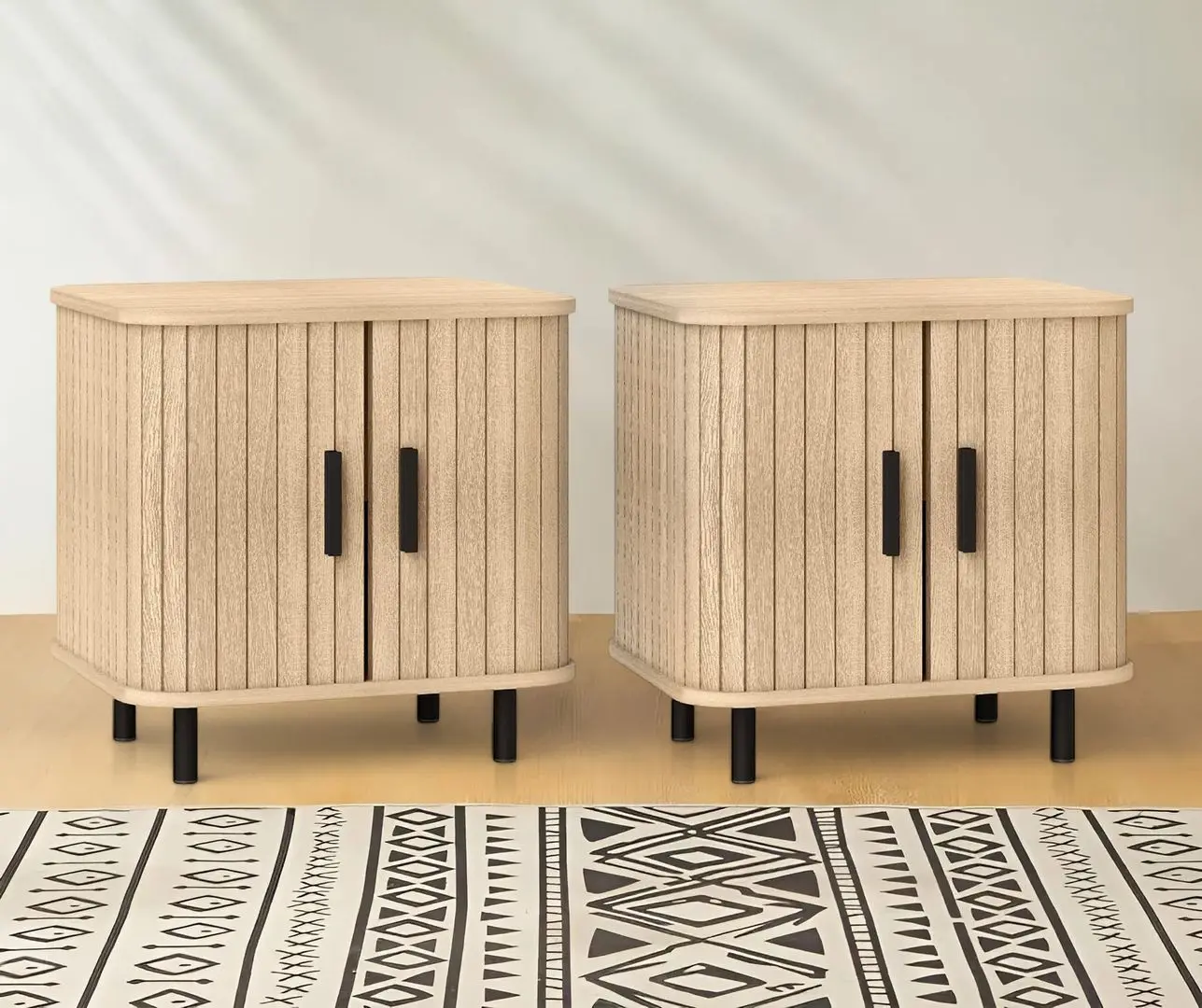 Набор прикроватных тумбочек Homcom 831-822V81AK 48x40x48 cm (Oak/Black)