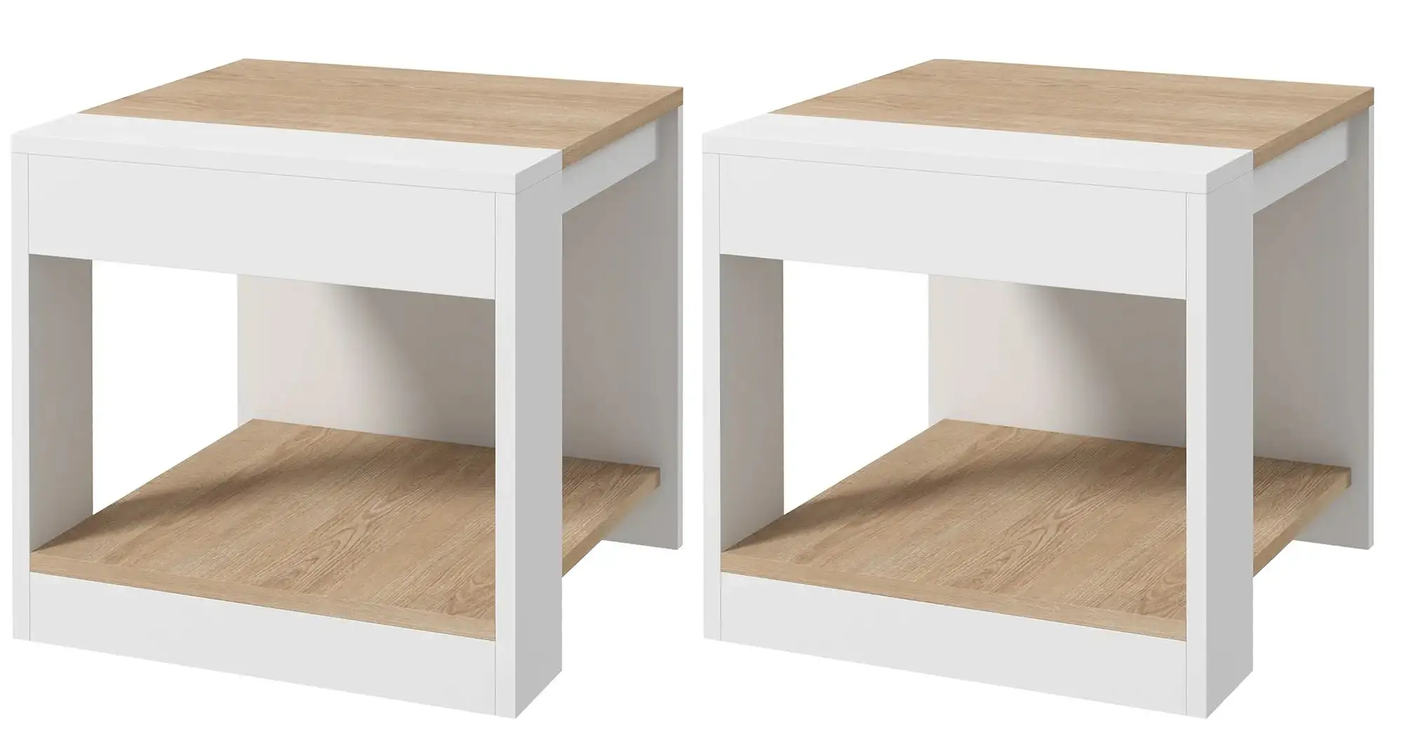 Набор прикроватных тумбочек Homcom 839-777V80WT (White/Natural) - 2