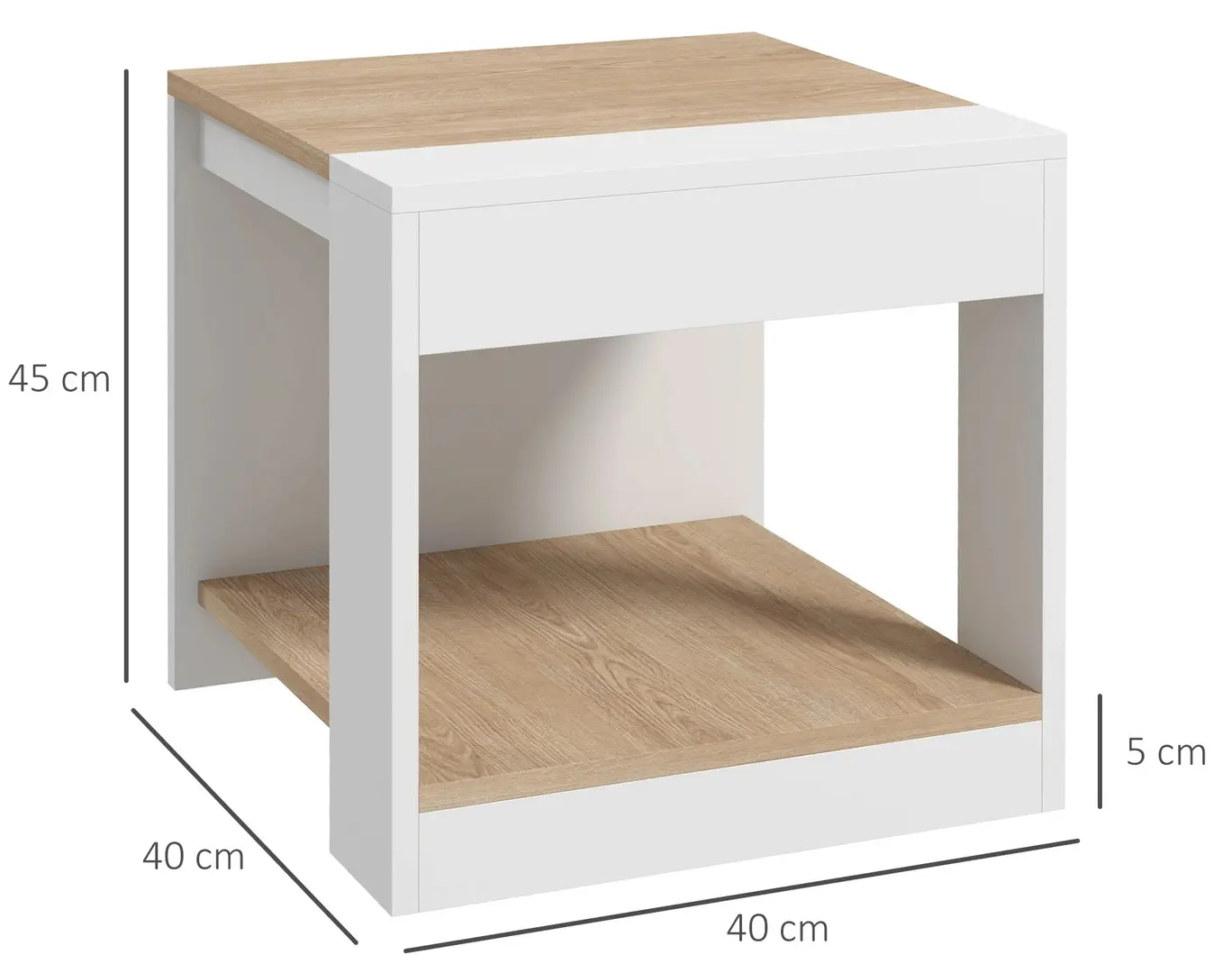 Набор прикроватных тумбочек Homcom 839-777V80WT (White/Natural) - 4