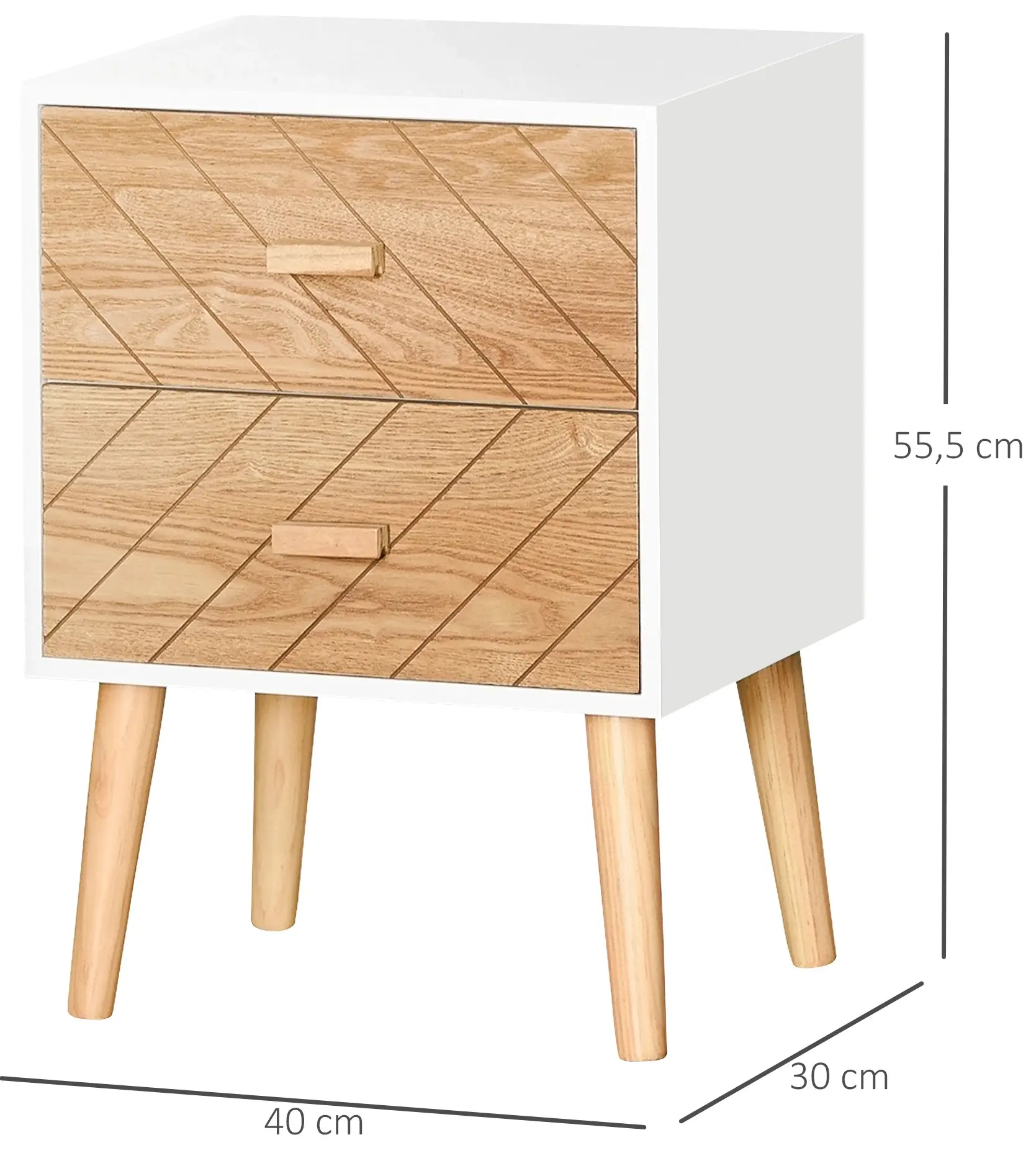 Тумба прикроватная Homcom 831-216V01 (White/Natural) - 3