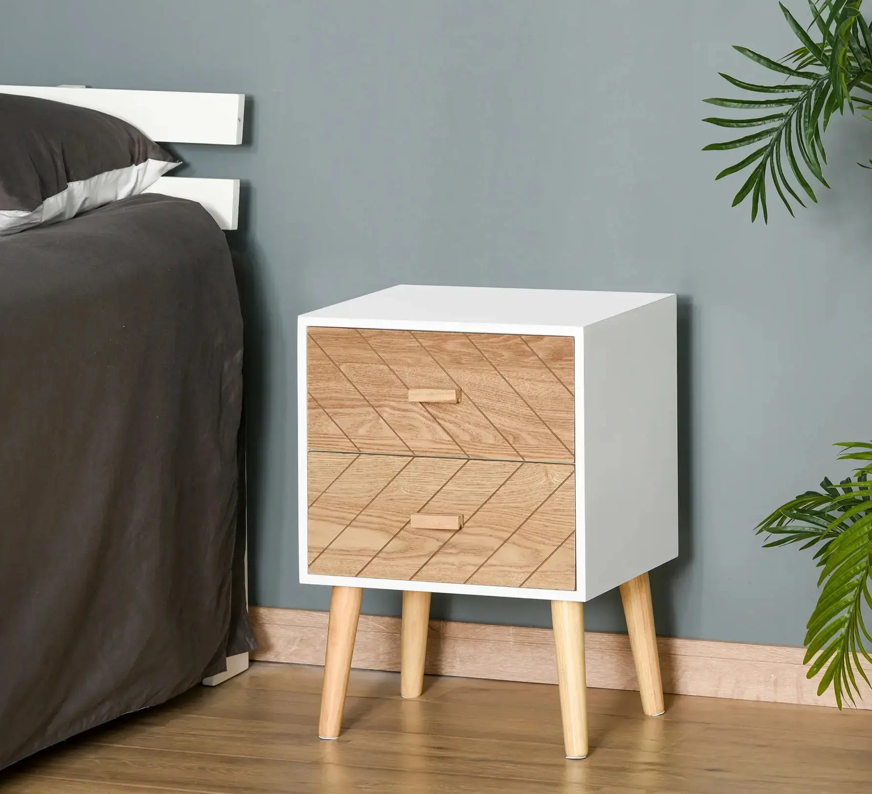 Тумба прикроватная Homcom 831-216V01 (White/Natural) - 9