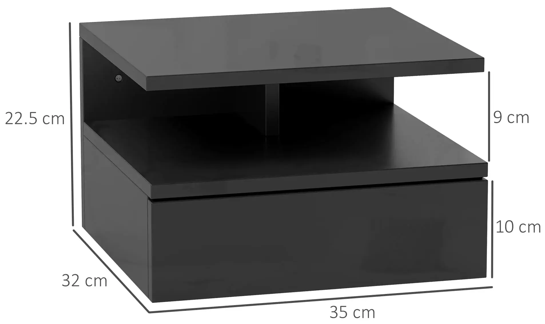 Тумба прикроватная Homcom 831-338V04BK (Black Gloss) - 5