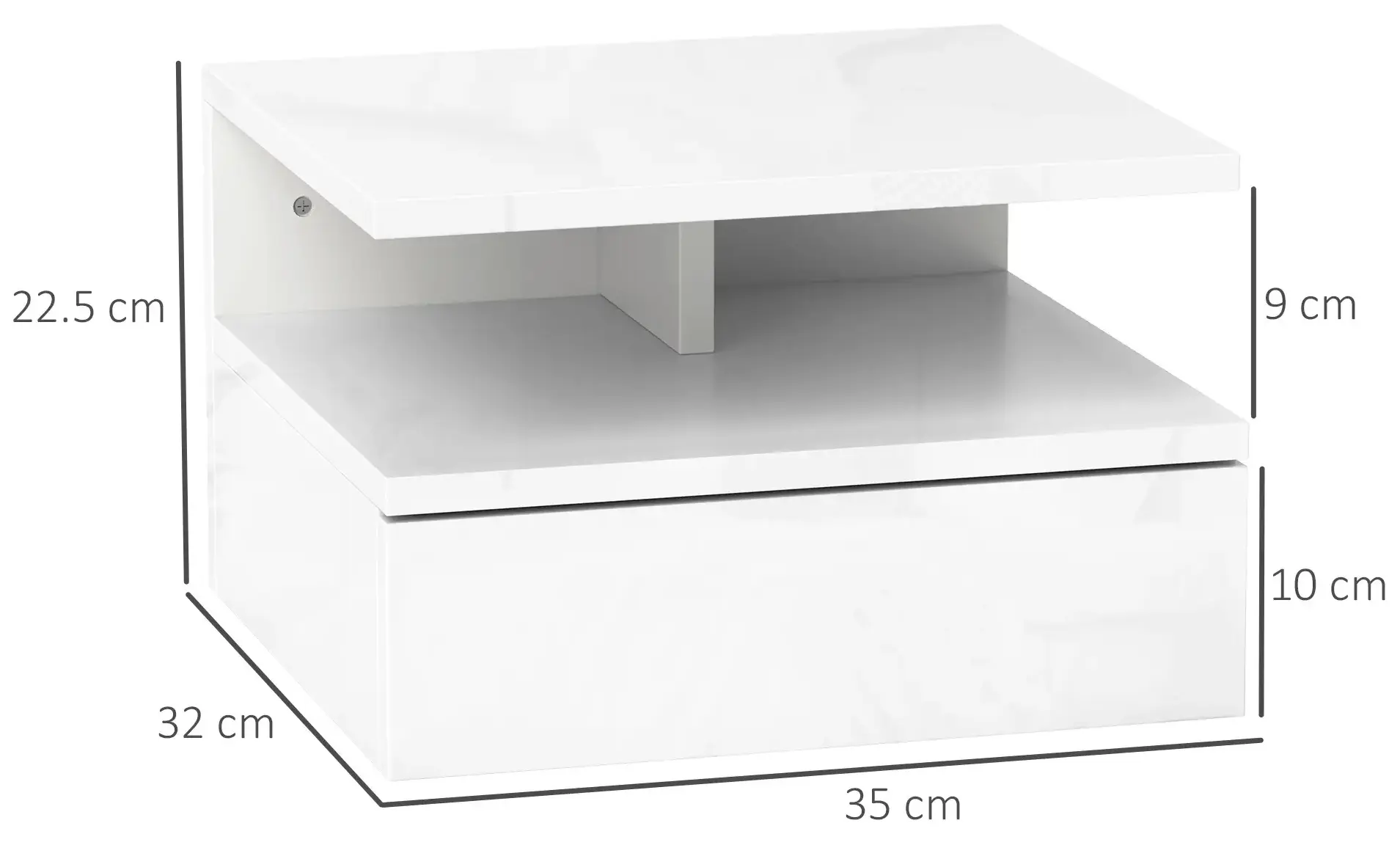 Тумба прикроватная Homcom 831-338V04WT (White Gloss) - 5