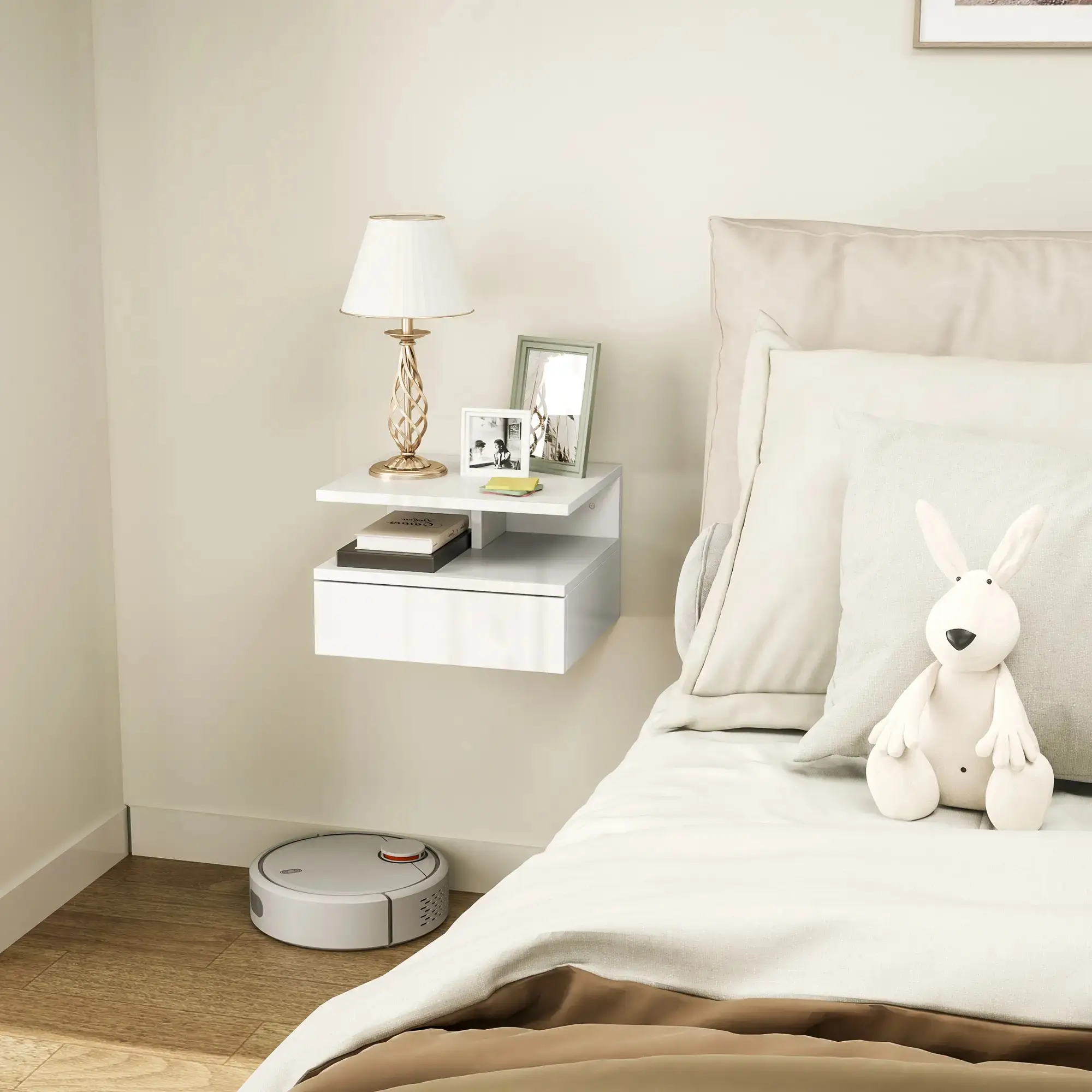 Тумба прикроватная Homcom 831-338V04WT (White Gloss) - 8