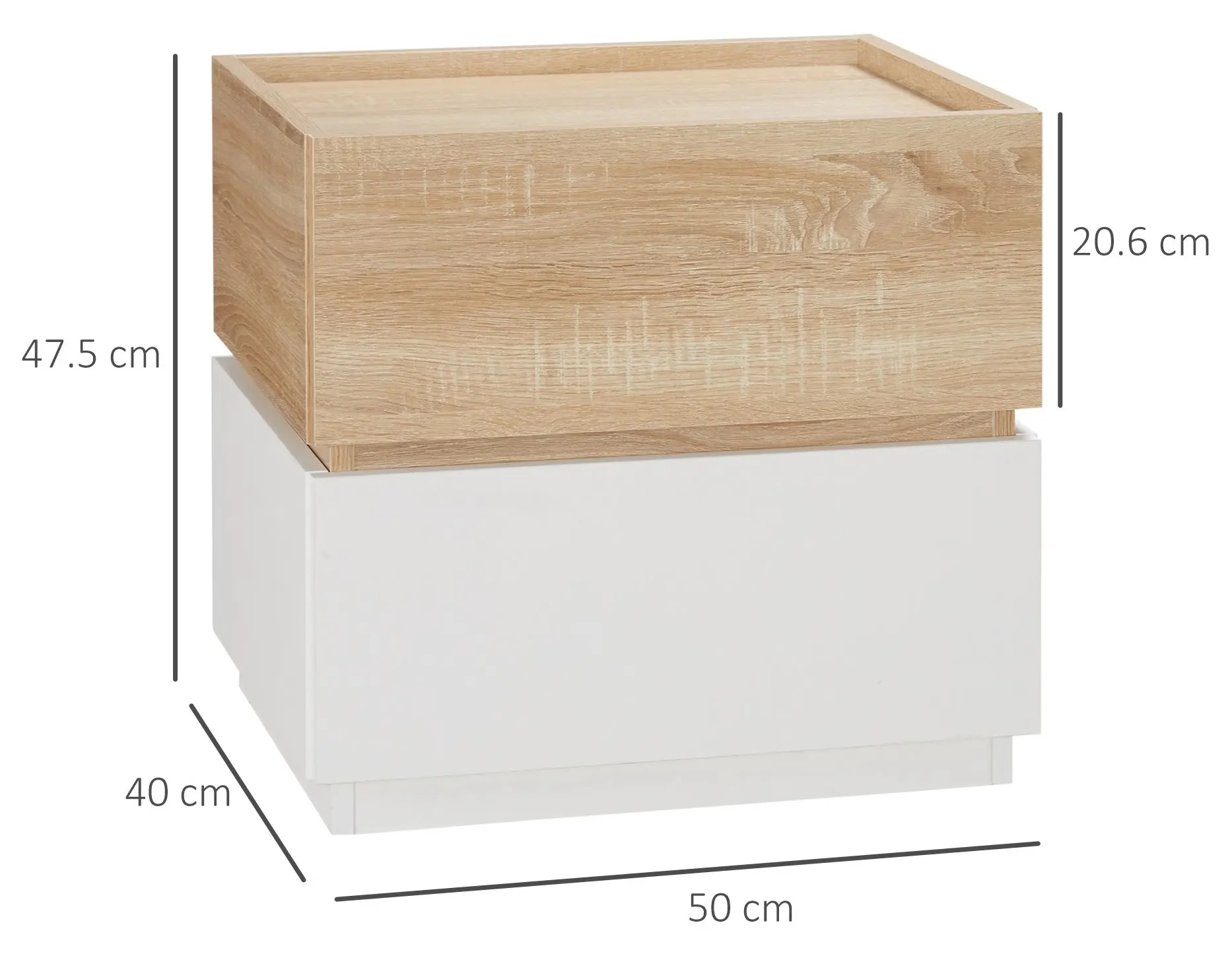 Тумба прикроватная Homcom 831-476ND (Natural/White) - 4