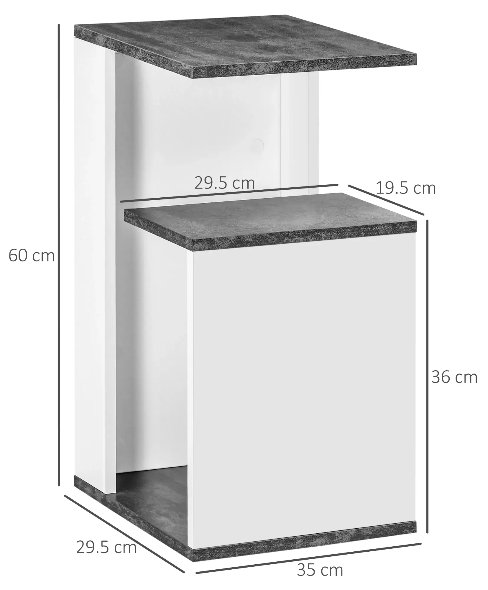 Тумба прикроватная Homcom 831-569WT (White/Grey) - 4