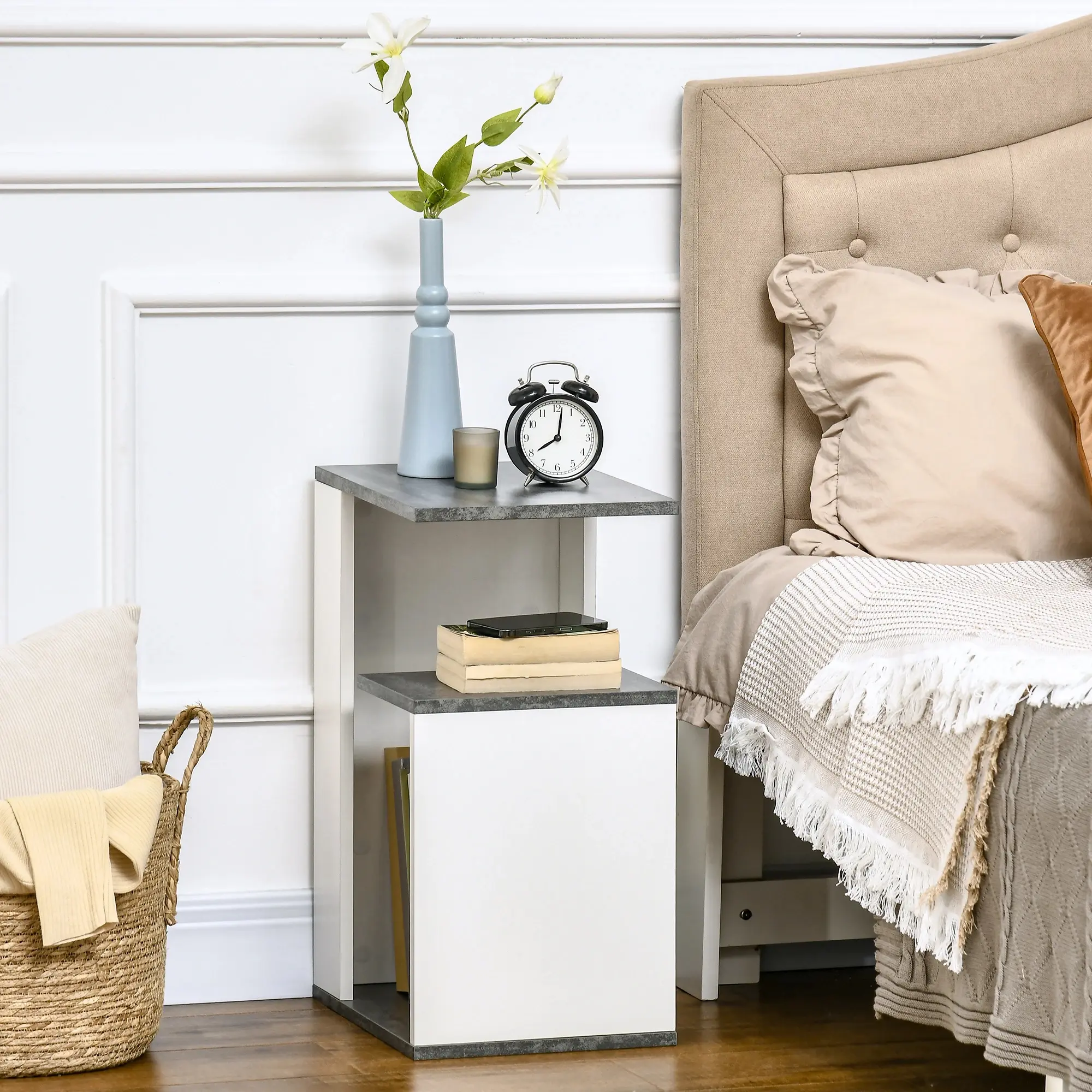 Тумба прикроватная Homcom 831-569WT (White/Grey) - 8