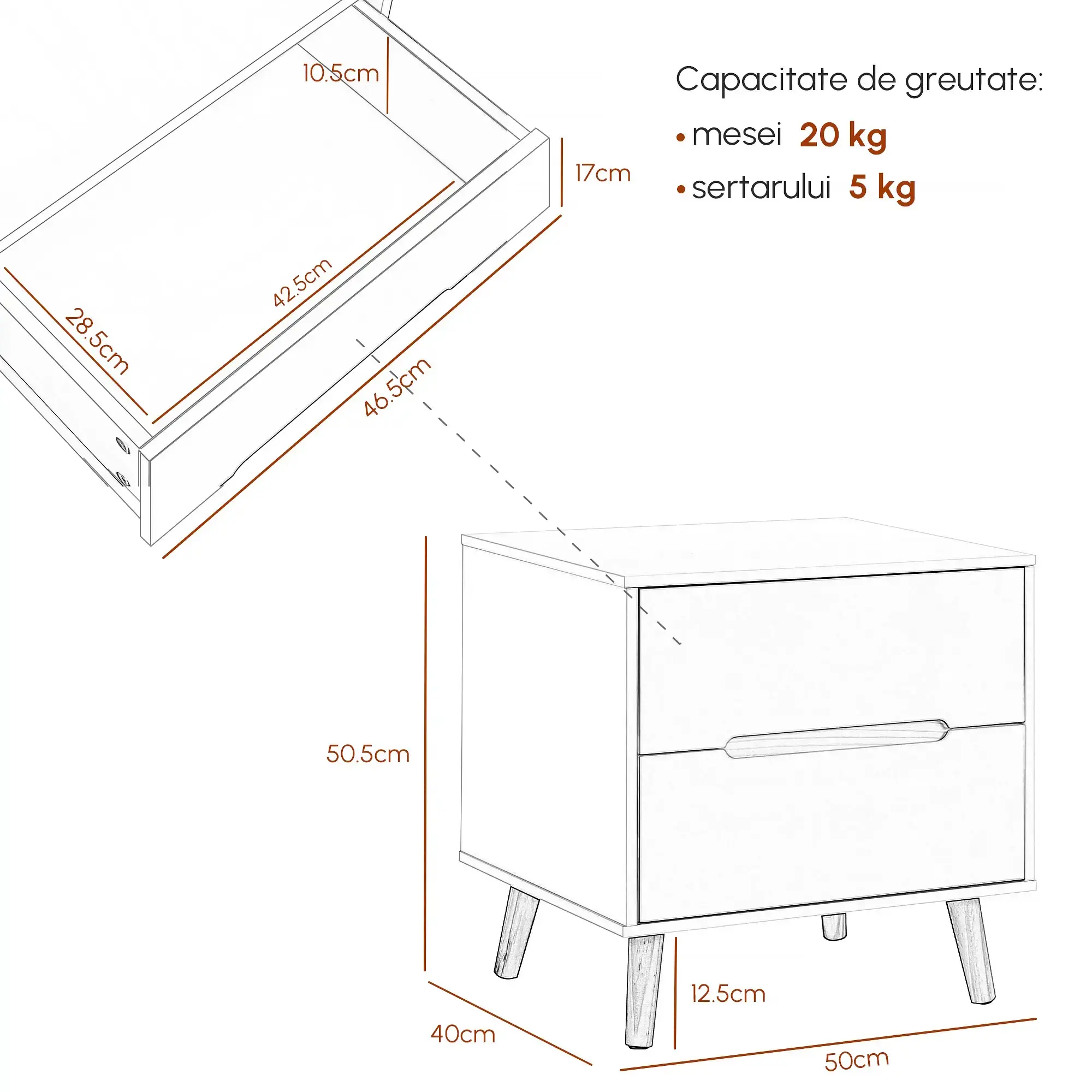 Тумба прикроватная Homcom 831-592V00WT (White) - 10