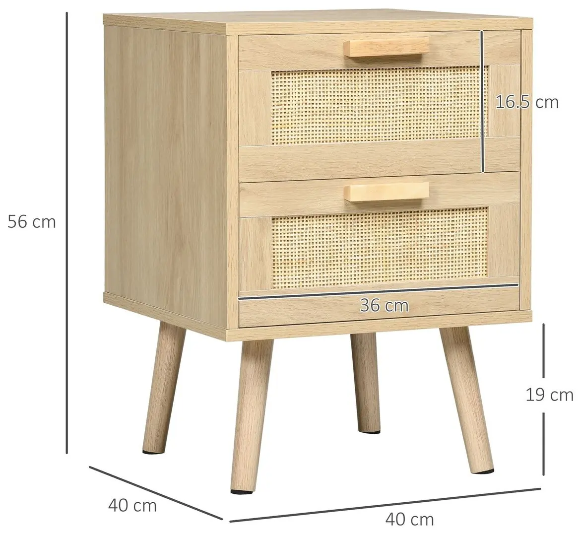 Noptiera Homcom 831-664V00ND 40x56 cm (Natural Oak)