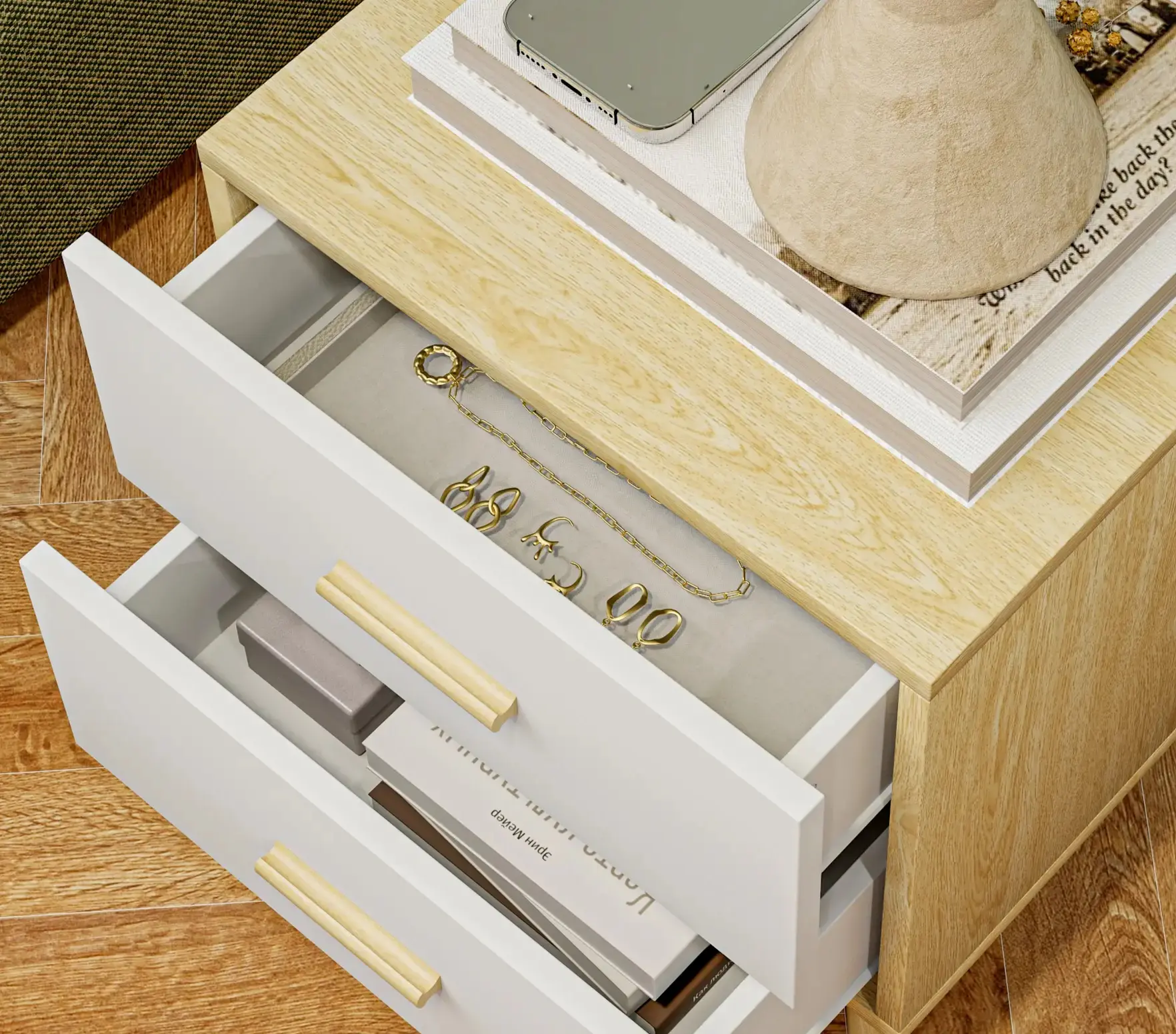 Тумба прикроватная Homcom 831-841V00AK (Oak/White) - 6