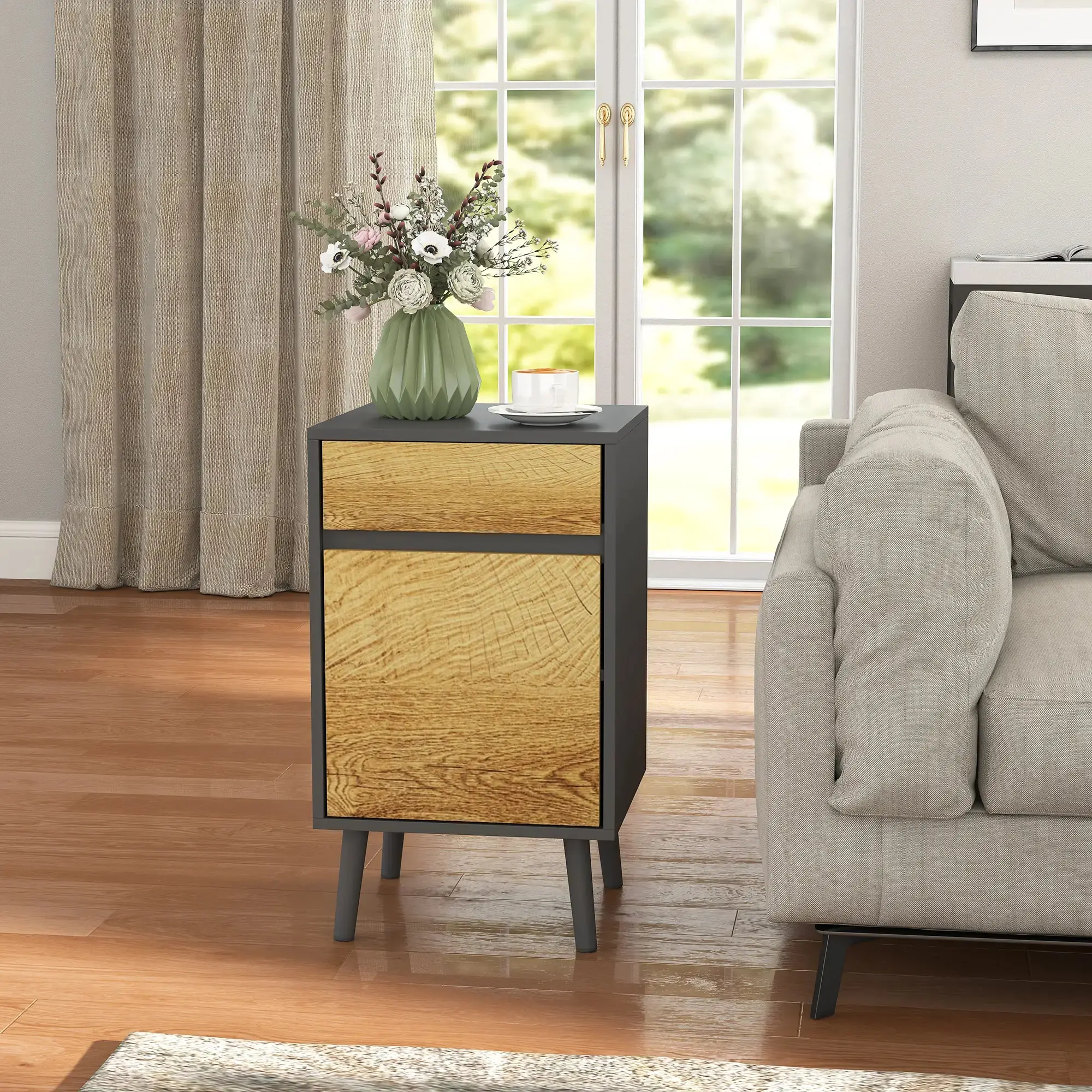 Тумба прикроватная Homcom 831-966V00CG (Dark Grey/Natural) - 6