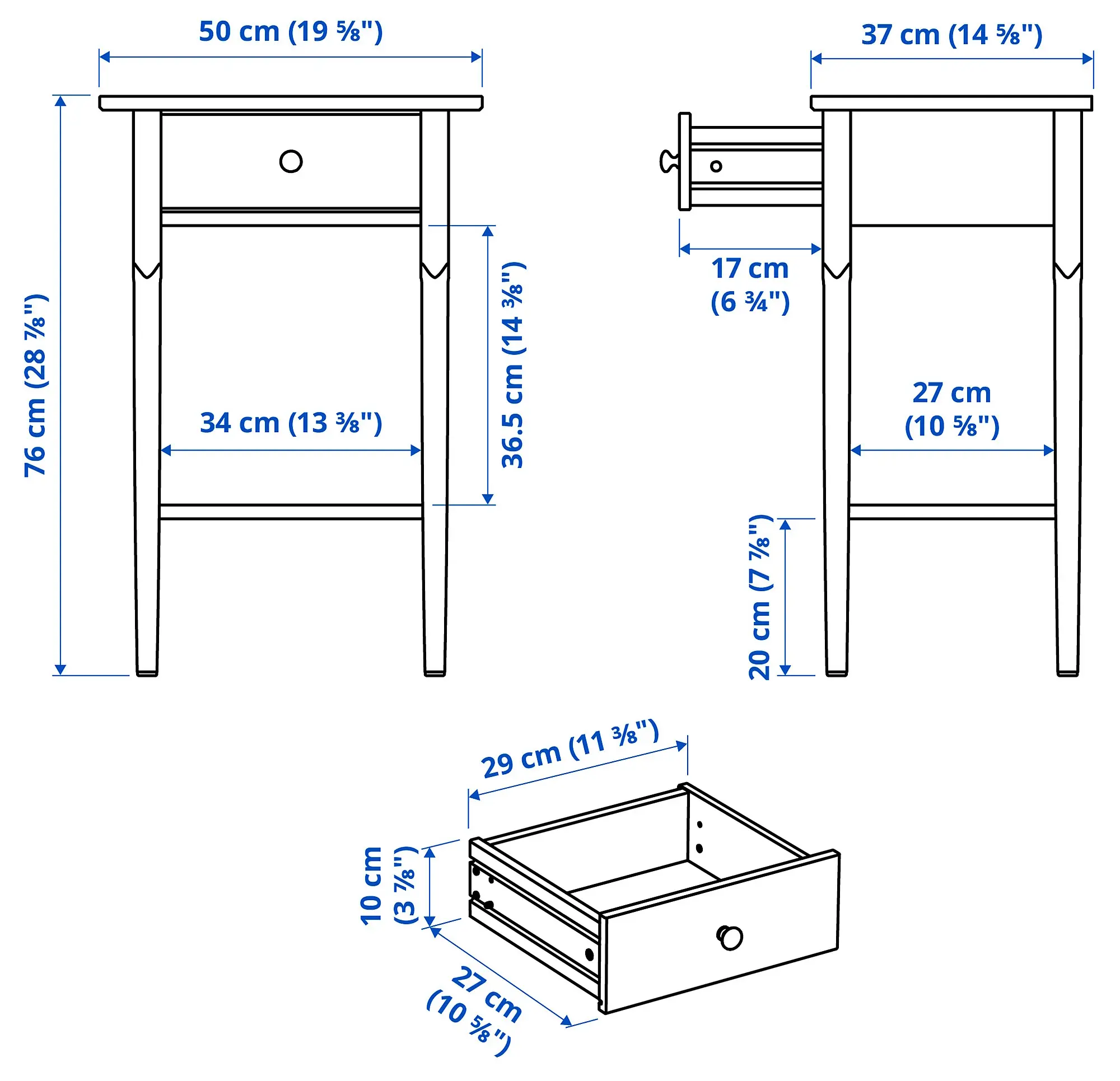Noptiera Ikea Blastasen 50x37x76 (Alb) - 7
