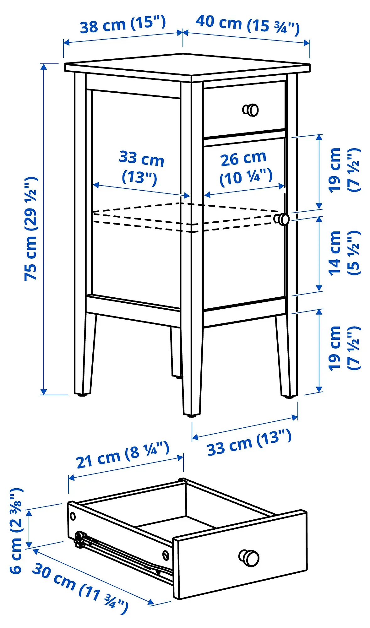 Noptiera Ikea Gullaberg 38x40x75 (Alb) - 8