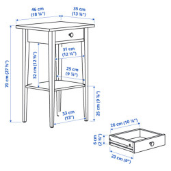 Прикроватная тумба Ikea Hemnes 46x35 (Серо-зеленый/Светло-коричневый) Thumb
