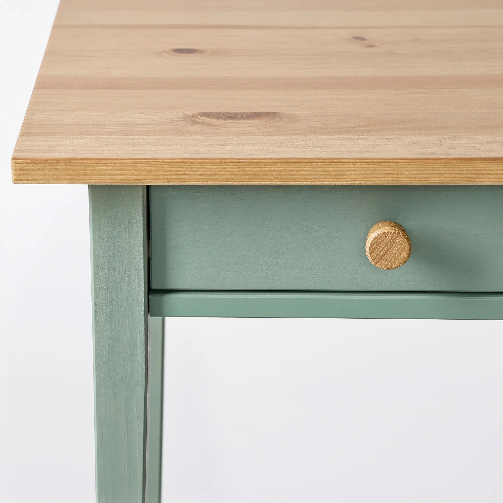 Прикроватная тумба Ikea Hemnes 46x35 (Серо-зеленый/Светло-коричневый) - 4