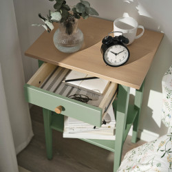 Прикроватная тумба Ikea Hemnes 46x35 (Серо-зеленый/Светло-коричневый) Thumb