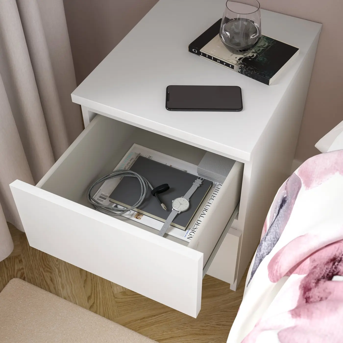 Прикроватная тумба Ikea Malm 40x55 (Белый) - 4